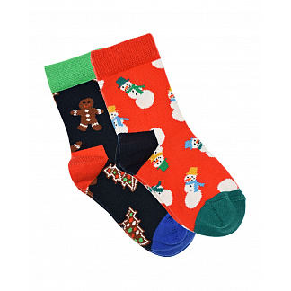 Набор носков с новогодним принтом Happy Socks Мультиколор, арт. XKHOL02 6500 | Фото 1
