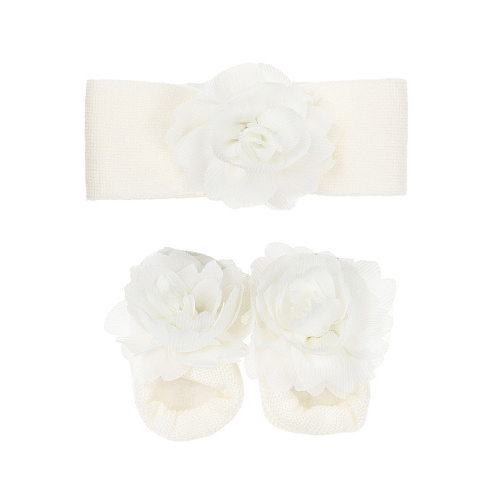 Подарочный набор: пинетки и повязка с цветочным декором La Perla Белый, арт. 48825 YHW | Фото 1