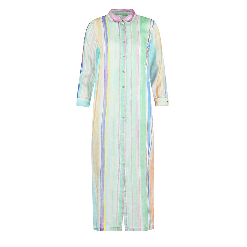 Платье-рубашка в разноцветную полоску 120% Lino Мультиколор, арт. V1W4759000GV100064100 V100 | Фото 1