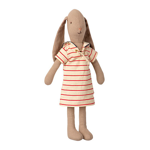 Мягкая игрушка Заяц, размер 2, в полосатом платье Maileg , арт. 16-1200-00 | Фото 1