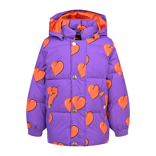 Фиолетовая куртка с принтом &quot;сердца&quot; Mini Rodini Мультиколор, арт. 22710113 45 | Фото 1