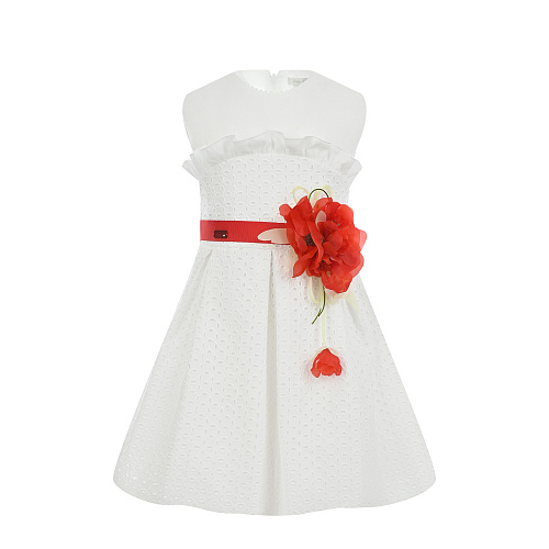 Белое платье с красным поясом Baby A Белый, арт. H2510 218 | Фото 1