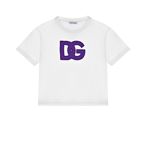 Белая футболка с фиолетовым логотипом Dolce&Gabbana Белый, арт. L5JTIX G7CE6 W0800 | Фото 1