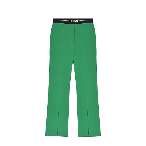 Зеленые брюки с черным поясом на резинке MSGM Зеленый, арт. MS029176 080 VERDE | Фото 1