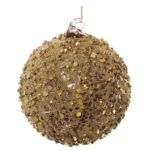 Стеклянный шар, коричневый/матовое золото, бусины, 10 см SHISHI , арт. 57982 | Фото 1