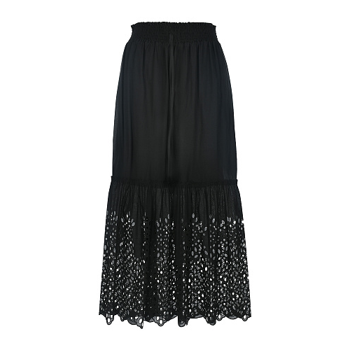 Черная юбка с кружевом по подолу Ermanno Firenze Черный, арт. D40EO001E28 - E28 MF099 | Фото 1
