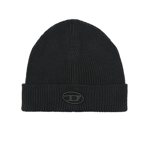 Черная шапка с лого в тон Diesel Черный, арт. J00857 KYAQZ K900 | Фото 1
