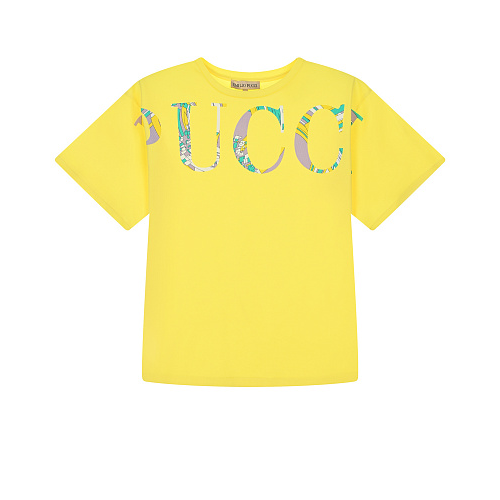 Желтая футболка с разноцветным лого Emilio Pucci Желтый, арт. 9Q8131 Z0026 200 | Фото 1