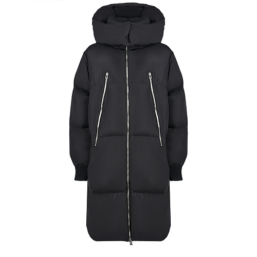 Черное стеганое пальто с капюшоном MM6 Maison Margiela Черный, арт. M60171 MM001 M6900 | Фото 1