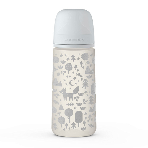 Бутылка Fox 360 мл с мягкой физиологической силиконовой соской, серебряный Suavinex , арт. 3307085GYFOX | Фото 1