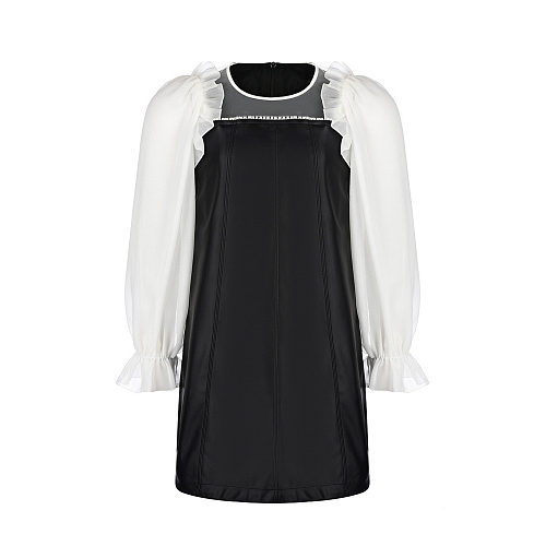 Черное платье с белыми рукавами Monnalisa Черный, арт. 418900 8404 5001 | Фото 1