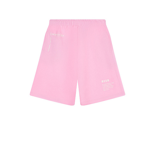 Розовые шорты с поясом на резинке MSGM Розовый, арт. MS028834 42 | Фото 1