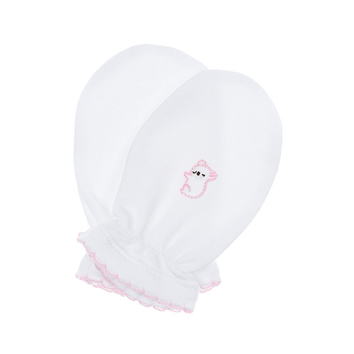 Розовые варежки-царапки с вышивкой &quot;панда&quot; Lyda Baby Белый, арт. PM11 WHITE&ROSE FOREVER FR | Фото 1