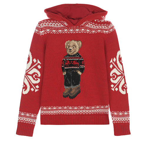 Красная толстовка-худи с принтом &quot;медвежонок в свитере&quot; Ralph Lauren Красный, арт. 313853153001 | Фото 1