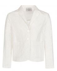 Белый пиджак с кружевной отделкой