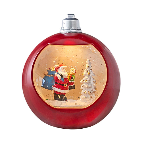 Новогодний сувенир &quot;Шар Санта&quot;, красный, (LED), 16*14 см Edelman , арт. 1070645 | Фото 1