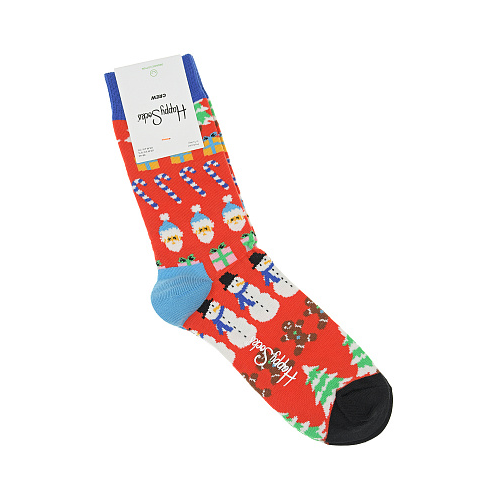 Красные носки с новогодним принтом Happy Socks Красный, арт. ALL01 4300 | Фото 1
