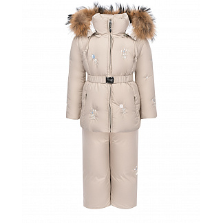 Бежевый комплект: куртка и полукомбинезон с вышивкой Manudieci , арт. 830 M/023P VOLO A005 | Фото 1
