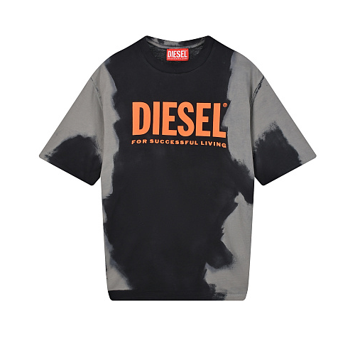 Черно-серая футболка с принтом tie-dye Diesel Мультиколор, арт. J00843 KYAT9 K90C | Фото 1