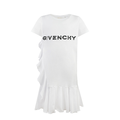 Белое платье с кружевным логотипом Givenchy Белый, арт. H12201 10B | Фото 1