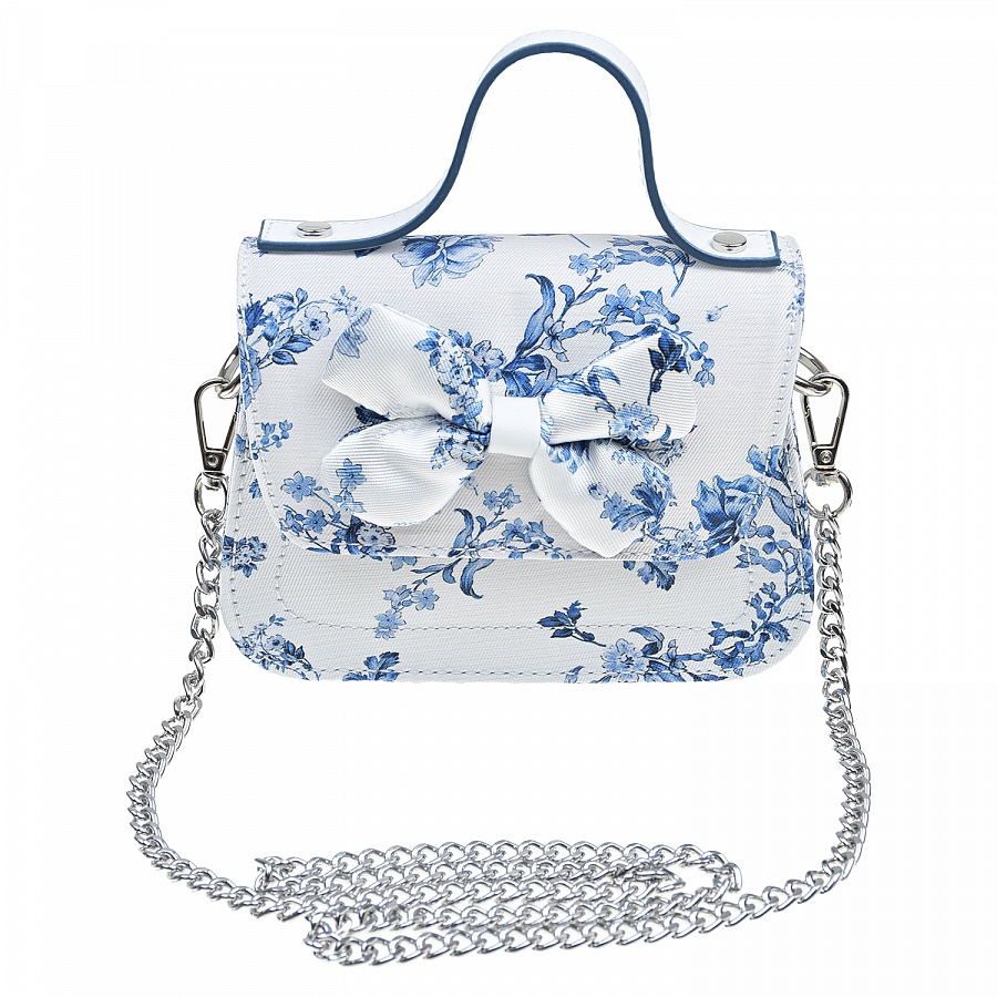 Белая сумка с синим цветочным принтом, 18x17x8 см Monnalisa , арт. 799007 9062 0001 | Фото 5