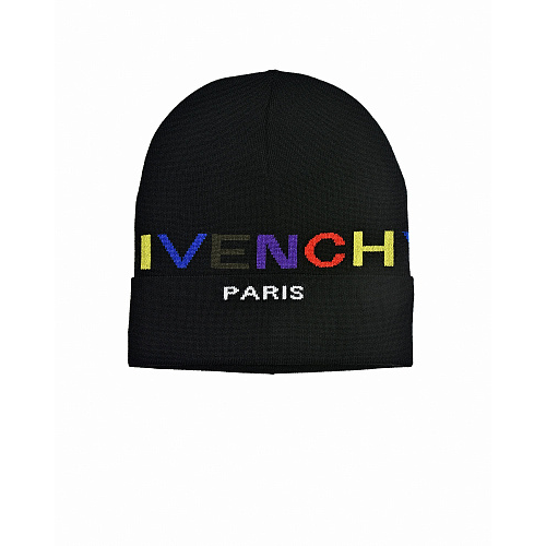 Черная шапка с разноцветным логотипом Givenchy Черный, арт. H21049 09B | Фото 1