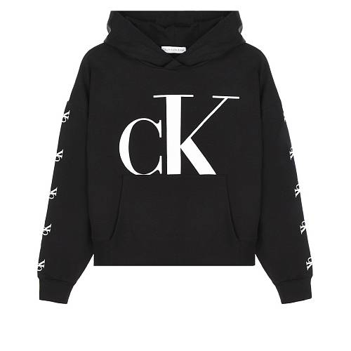 Черная толстовка-худи с белым логотипом Calvin Klein Черный, арт. IG0IG01007BEH CK BLACK | Фото 1