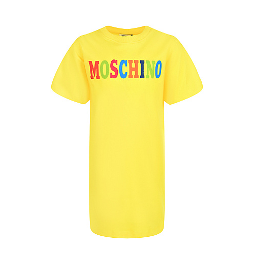 Желтое платье-футболка с разноцветным лого Moschino Желтый, арт. HDV0BQ LBA08 50317 | Фото 1