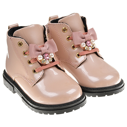 Розовые лаковые ботинки с бантами Walkey Розовый, арт. Y1A4-42060-1580302- 302- | Фото 1