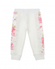 Белые спортивные брюки с принтом "розы"