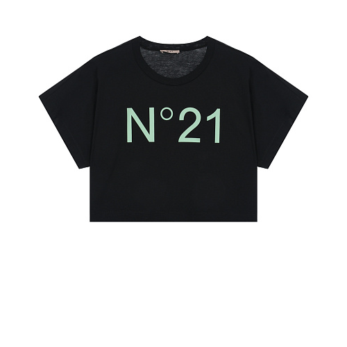 Черная укороченная футболка с лого No. 21 Черный, арт. N21558 N0153 0N900 | Фото 1
