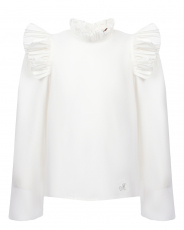 Белая блуза с оборками