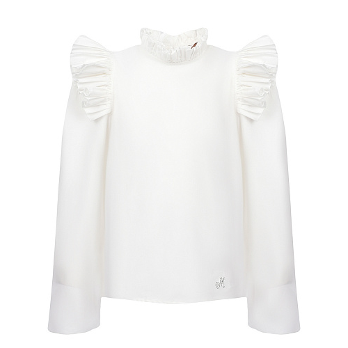Белая блуза с оборками Monnalisa , арт. 710304 0117 0001 | Фото 1