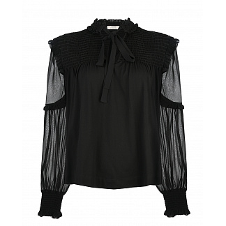 Черная блуза с шифоновыми рукавами Dorothee Schumacher Черный, арт. 524001 999 | Фото 1