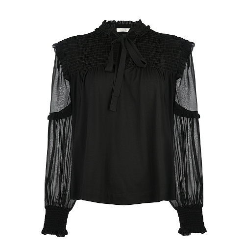 Черная блуза с шифоновыми рукавами Dorothee Schumacher Черный, арт. 524001 999 | Фото 1