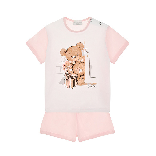Розовая пижама с принтом &quot;медвежонок&quot; Story Loris Розовый, арт. 16195 X0 | Фото 1