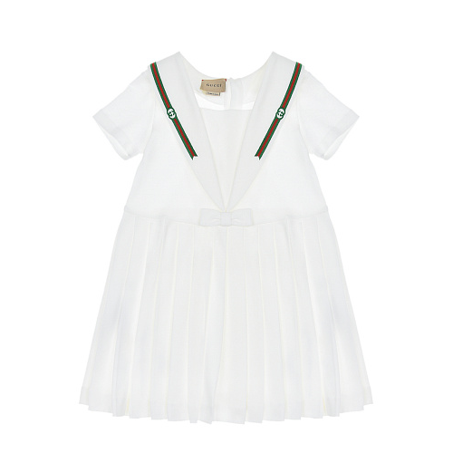 Белое платье с отделкой в полоску GUCCI Белый, арт. 647003 XJC85 9023 | Фото 1
