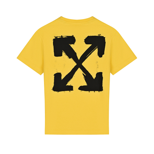 Желтая футболка с черным логотипом Off-White