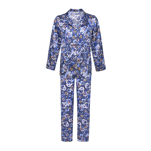 Шелковая пижама с принтом &quot;Фиалки&quot; Primrose Синий, арт. EW.001RB.S101 | Фото 1