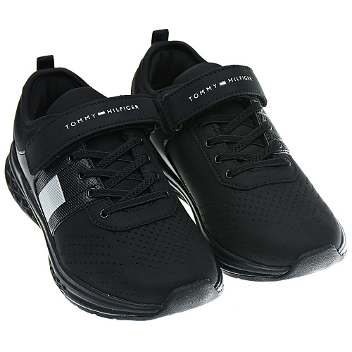 Черные кроссовки с эластичной шнуровкой Tommy Hilfiger Черный, арт. T3B4-32080-1230999- 999 | Фото 1