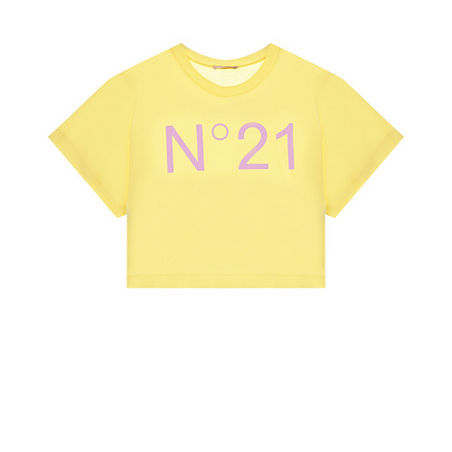 Желтая укороченная футболка с лого No. 21 Желтый, арт. N21558 N0153 0N207 | Фото 1