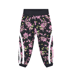 Черные спортивные брюки с цветочным принтом