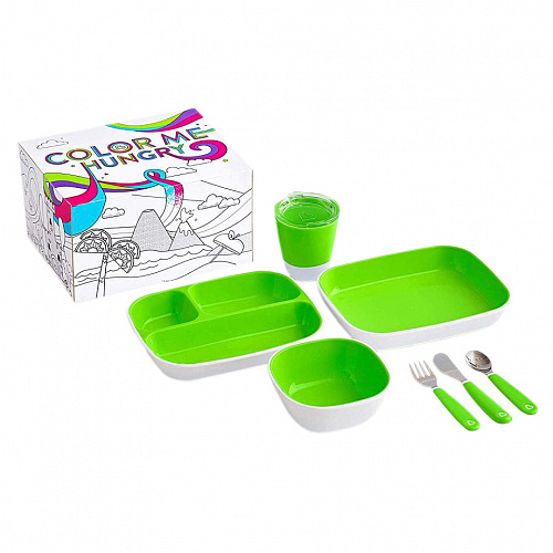 Набор посуды Splash (3 миски, стаканчик, столовые приборы), зеленый MUNCHKIN , арт. 51758 | Фото 1