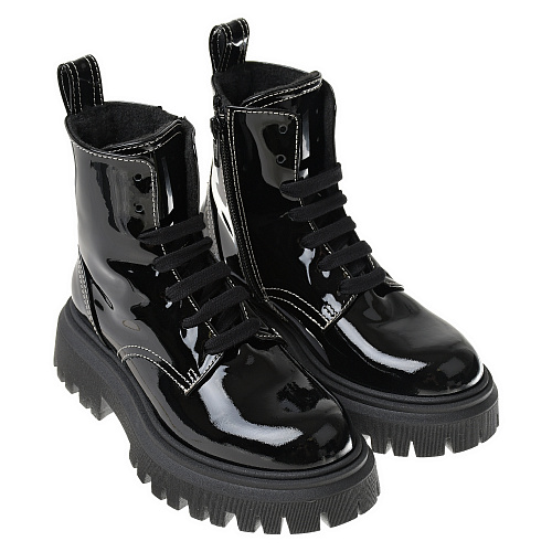 Черные лакированные ботинки с флисовой подкладкой No. 21 Черный, арт. 71525 VAR.1 | Фото 1