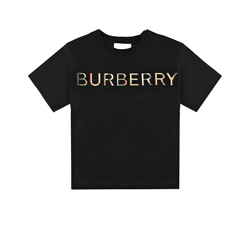 Черная футболка с логотипом в клетку Burberry Черный, арт. IB5-EUGENE BURBERRY:ABTOT 8048937 BLACK A1189 | Фото 1