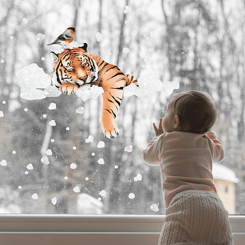 Наклейки на окно &quot;Бенгальский тигр&quot; Kotya Motya design , арт. Бенгальский тигр | Фото 1