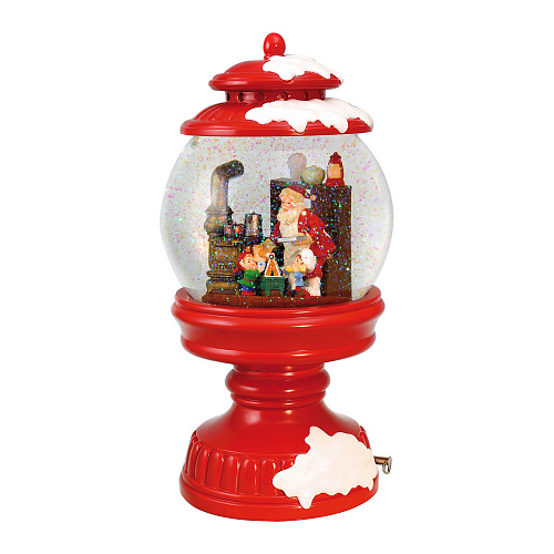 Шар снежный &quot;Санта с оленем&quot; (свет,звук,анимация), 15 см Musicboxworld , арт. 59074 | Фото 1