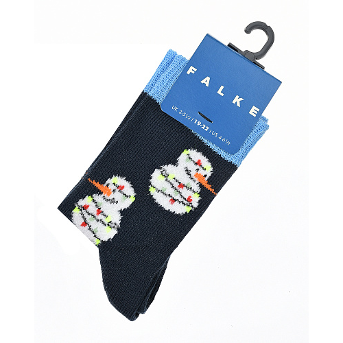 Темно-синие носки с декором &quot;снеговики&quot; Falke Синий, арт. 11497 6120 | Фото 1