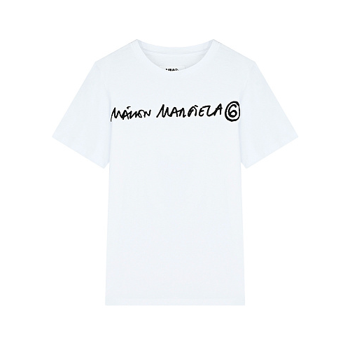 Белая футболка с черным логотипом MM6 Maison Margiela Белый, арт. M60031 MM009 M6100 | Фото 1