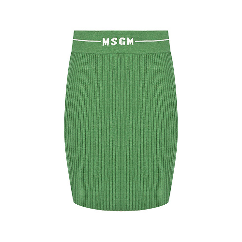 Зеленая юбка с белым лого MSGM Зеленый, арт. MS029202 080 | Фото 1